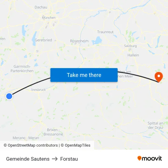 Gemeinde Sautens to Forstau map