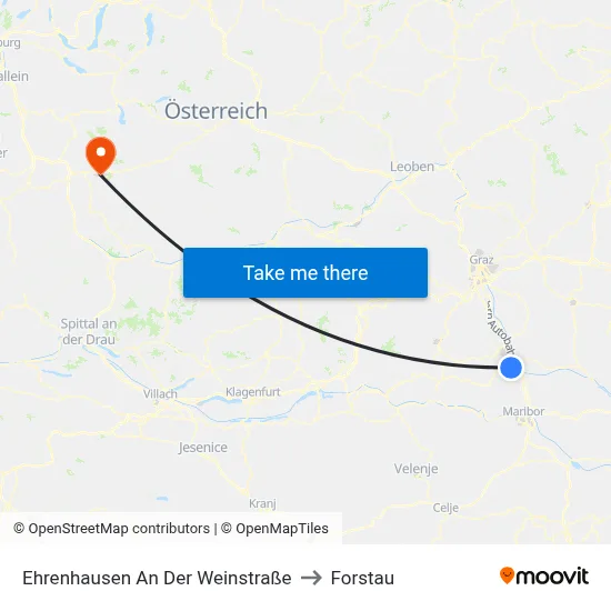 Ehrenhausen An Der Weinstraße to Forstau map