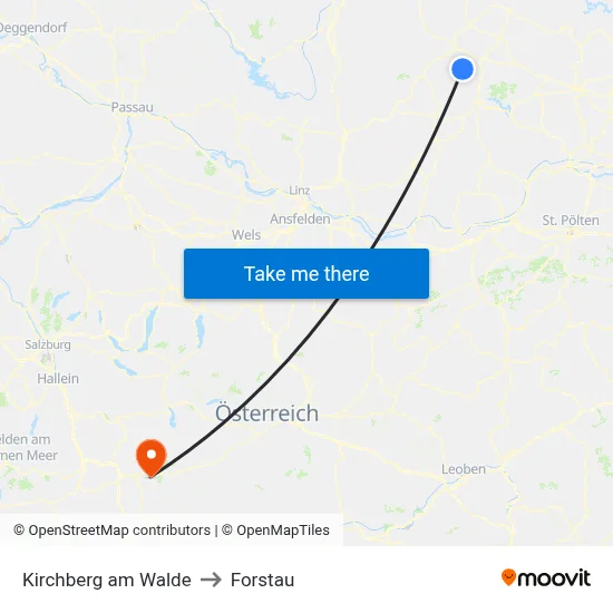 Kirchberg am Walde to Forstau map