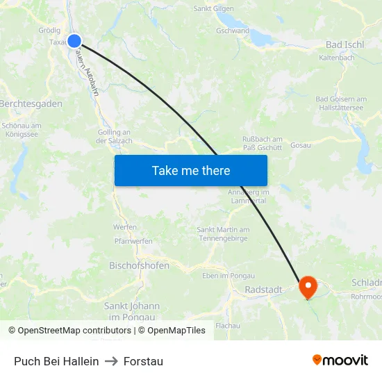 Puch Bei Hallein to Forstau map