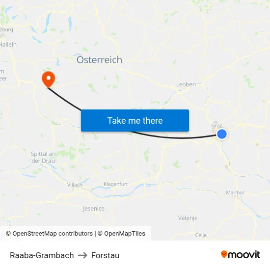 Raaba-Grambach to Forstau map
