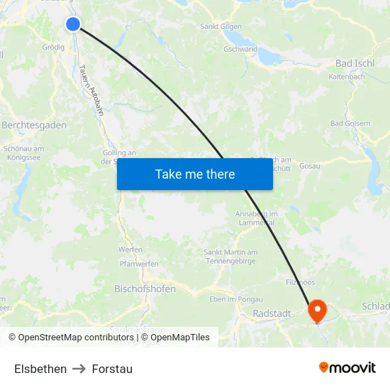 Elsbethen to Forstau map