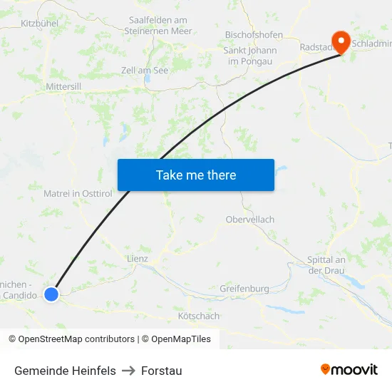 Gemeinde Heinfels to Forstau map