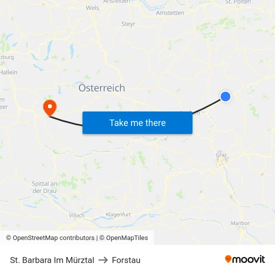 St. Barbara Im Mürztal to Forstau map