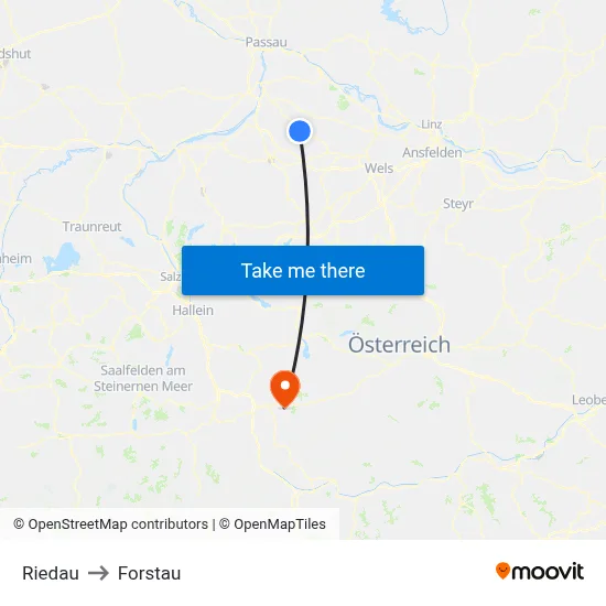 Riedau to Forstau map