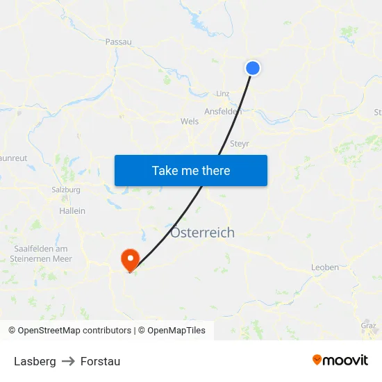Lasberg to Forstau map