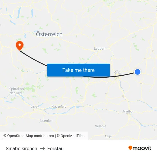 Sinabelkirchen to Forstau map