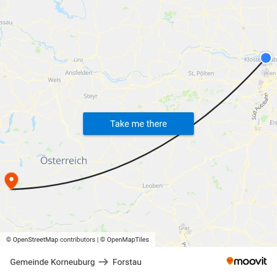 Gemeinde Korneuburg to Forstau map