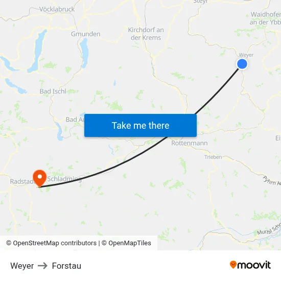 Weyer to Forstau map