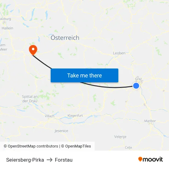 Seiersberg-Pirka to Forstau map