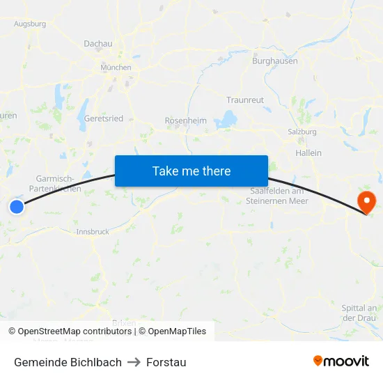 Gemeinde Bichlbach to Forstau map