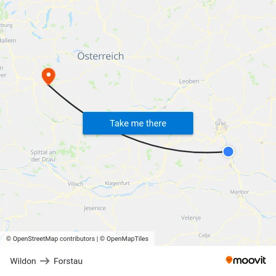 Wildon to Forstau map