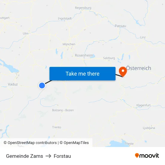 Gemeinde Zams to Forstau map