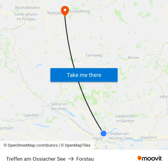 Treffen am Ossiacher See to Forstau map