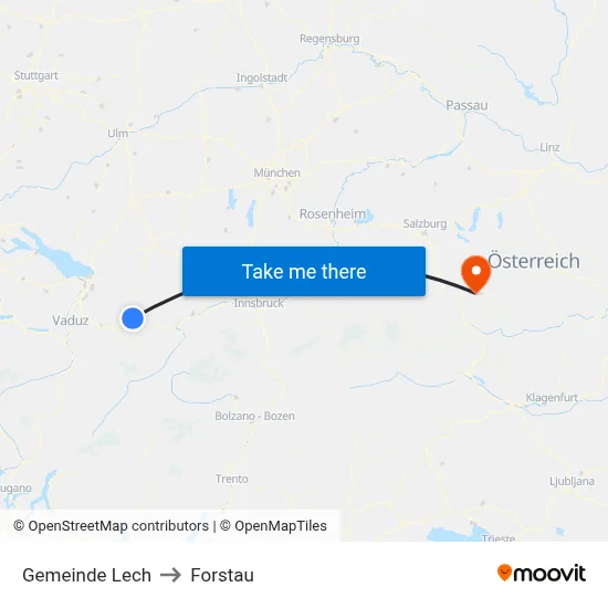 Gemeinde Lech to Forstau map