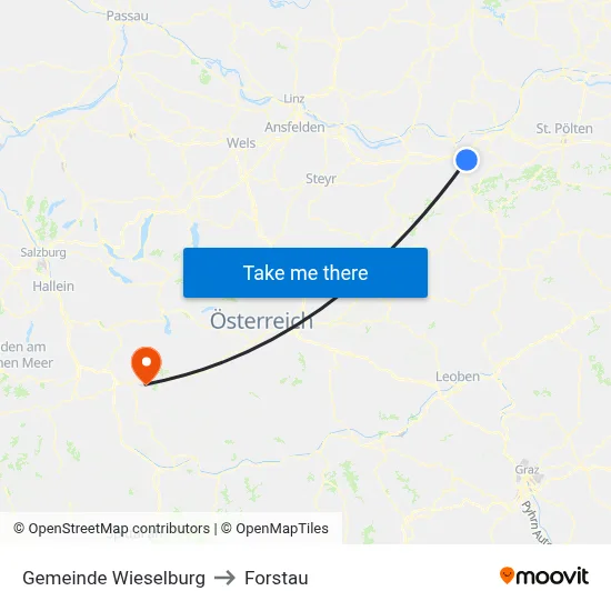 Gemeinde Wieselburg to Forstau map
