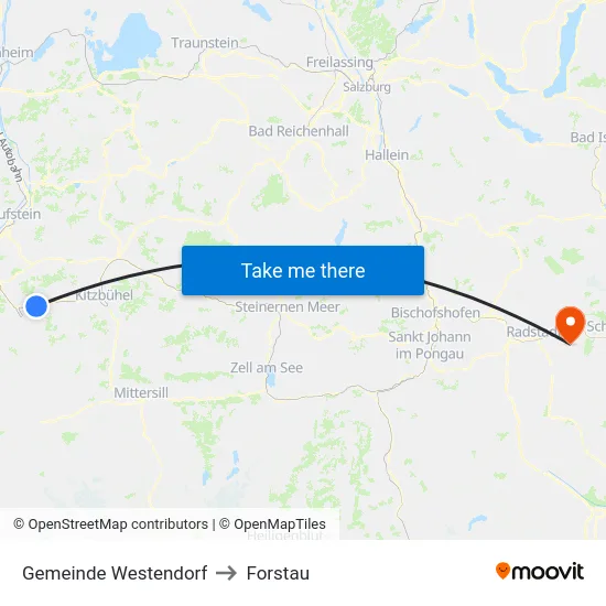 Gemeinde Westendorf to Forstau map