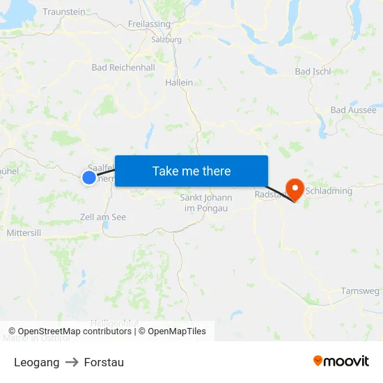 Leogang to Forstau map