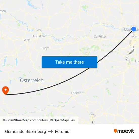 Gemeinde Bisamberg to Forstau map