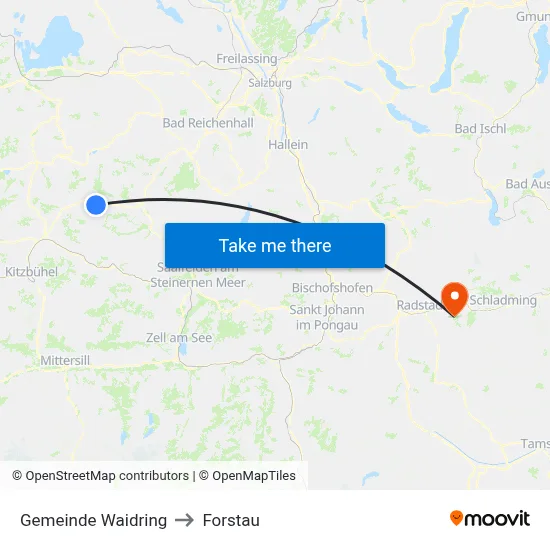 Gemeinde Waidring to Forstau map