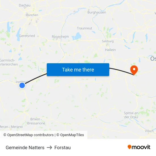 Gemeinde Natters to Forstau map