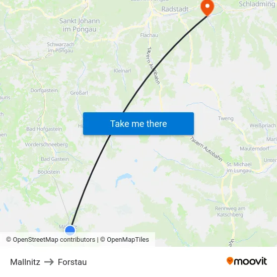 Mallnitz to Forstau map