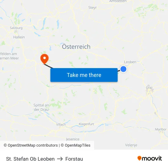 St. Stefan Ob Leoben to Forstau map