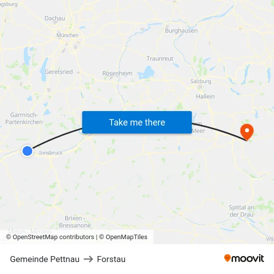 Gemeinde Pettnau to Forstau map