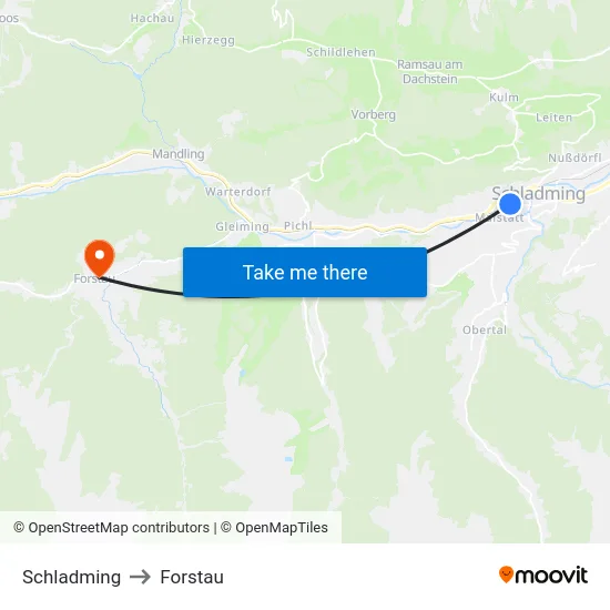Schladming to Forstau map
