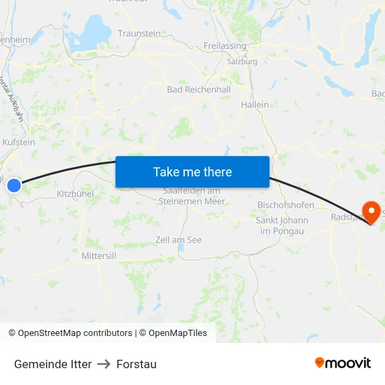 Gemeinde Itter to Forstau map