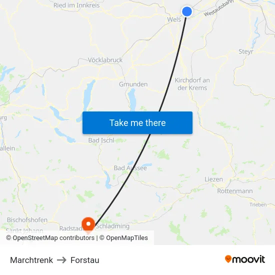 Marchtrenk to Forstau map