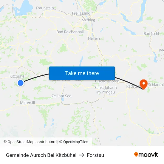 Gemeinde Aurach Bei Kitzbühel to Forstau map