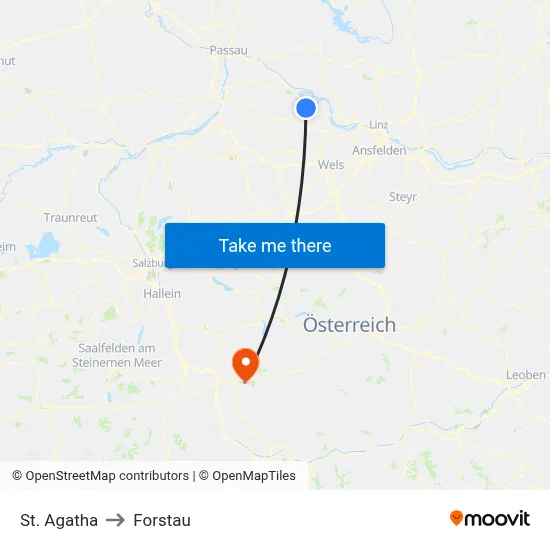 St. Agatha to Forstau map