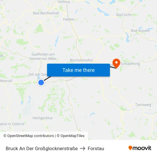 Bruck An Der Großglocknerstraße to Forstau map