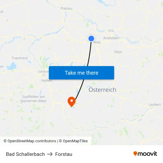 Bad Schallerbach to Forstau map