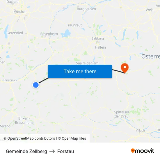 Gemeinde Zellberg to Forstau map