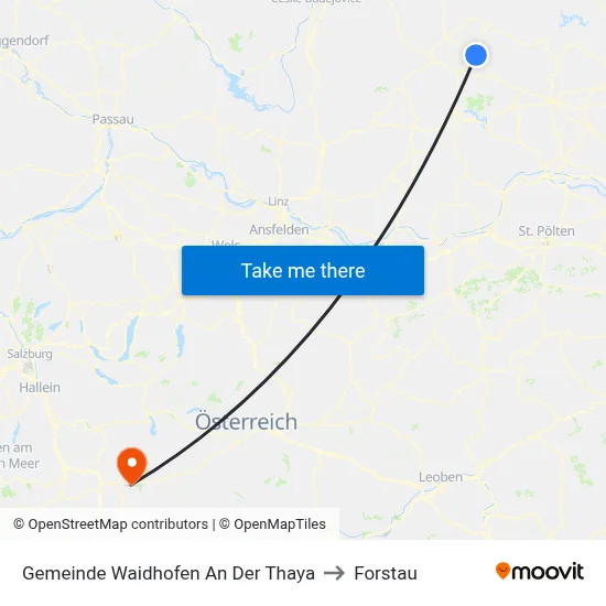 Gemeinde Waidhofen An Der Thaya to Forstau map