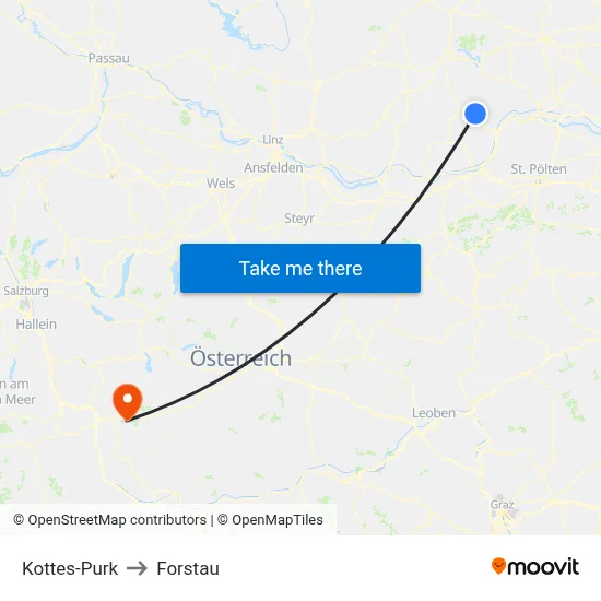Kottes-Purk to Forstau map