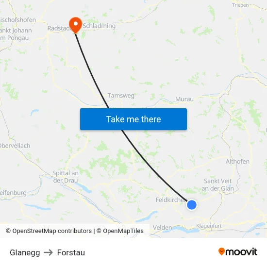 Glanegg to Forstau map