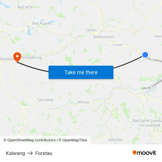 Kalwang to Forstau map