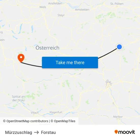 Mürzzuschlag to Forstau map