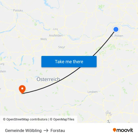 Gemeinde Wölbling to Forstau map
