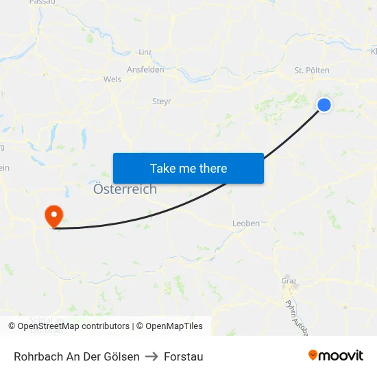 Rohrbach An Der Gölsen to Forstau map