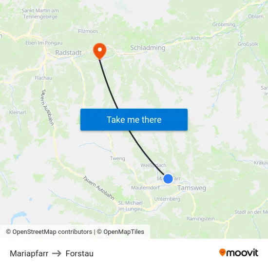 Mariapfarr to Forstau map