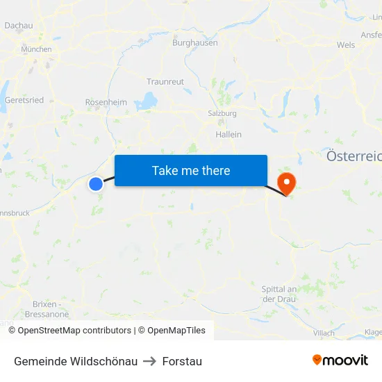 Gemeinde Wildschönau to Forstau map