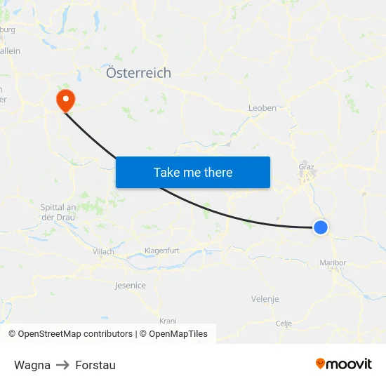 Wagna to Forstau map