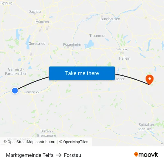 Marktgemeinde Telfs to Forstau map