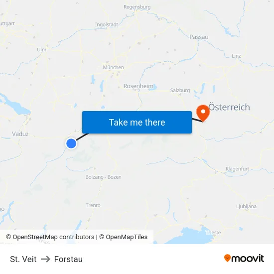 St. Veit to Forstau map