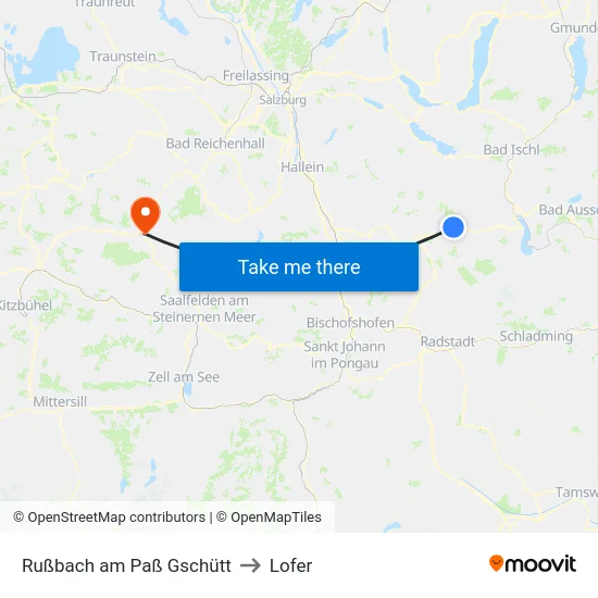 Rußbach am Paß Gschütt to Lofer map