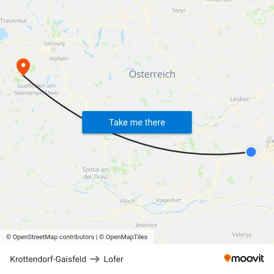 Krottendorf-Gaisfeld to Lofer map